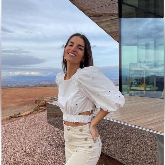 Zara Embroidered Poplin Top With Balloon Sleeves REF. 2320/019 Size XS - Picture 9 of 16